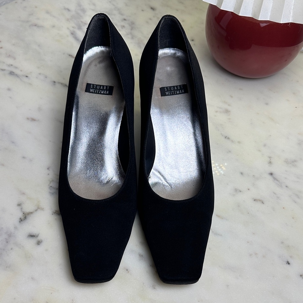 Stuart Weitzman Black Heels with Silver Insole
